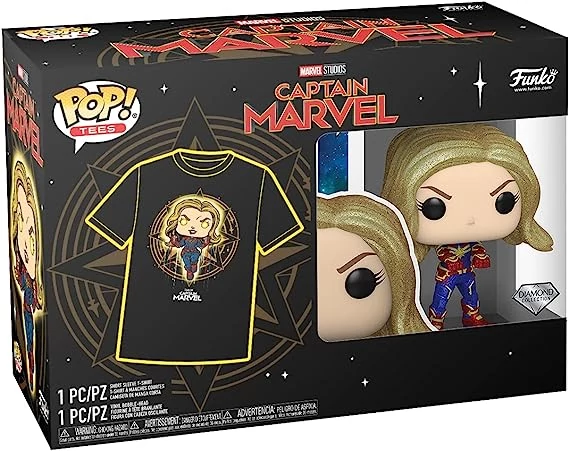 sticky Funko Pocket Pop! & Tee: Marvel - Captain Marvel figura és póló (S)