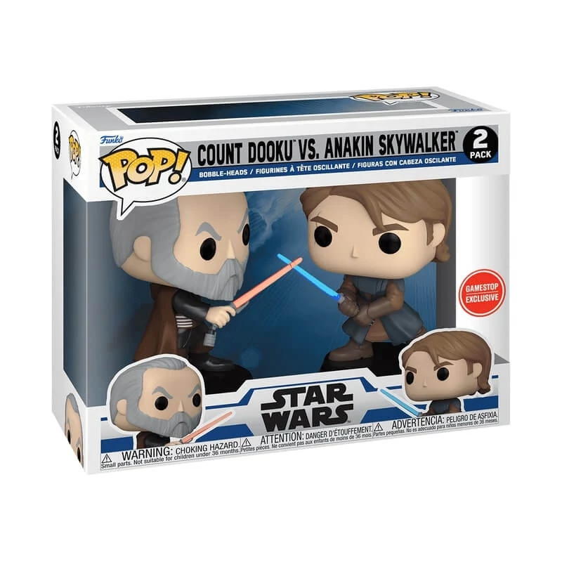 sticky Funko POP! 2-Pack: Disney Star Wars Clone Wars - Count Dooku vs Anakin Skywalker (Gamestop Exclusive) Bobble-Heads