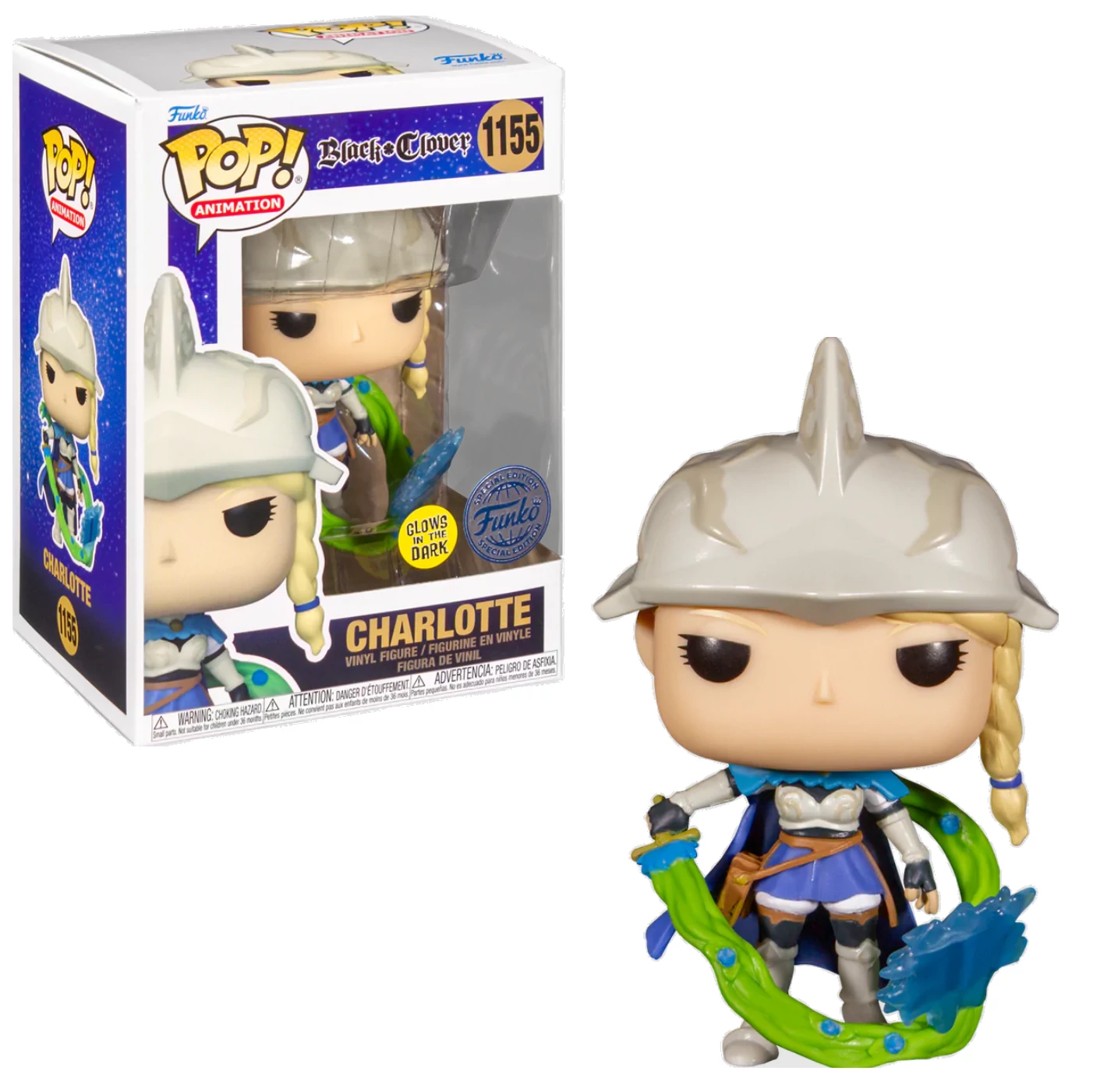 sticky Funko Pop! Animation: Black Clover S1 - Charlotte (Charla) figura (Glows in the Dark) #1155