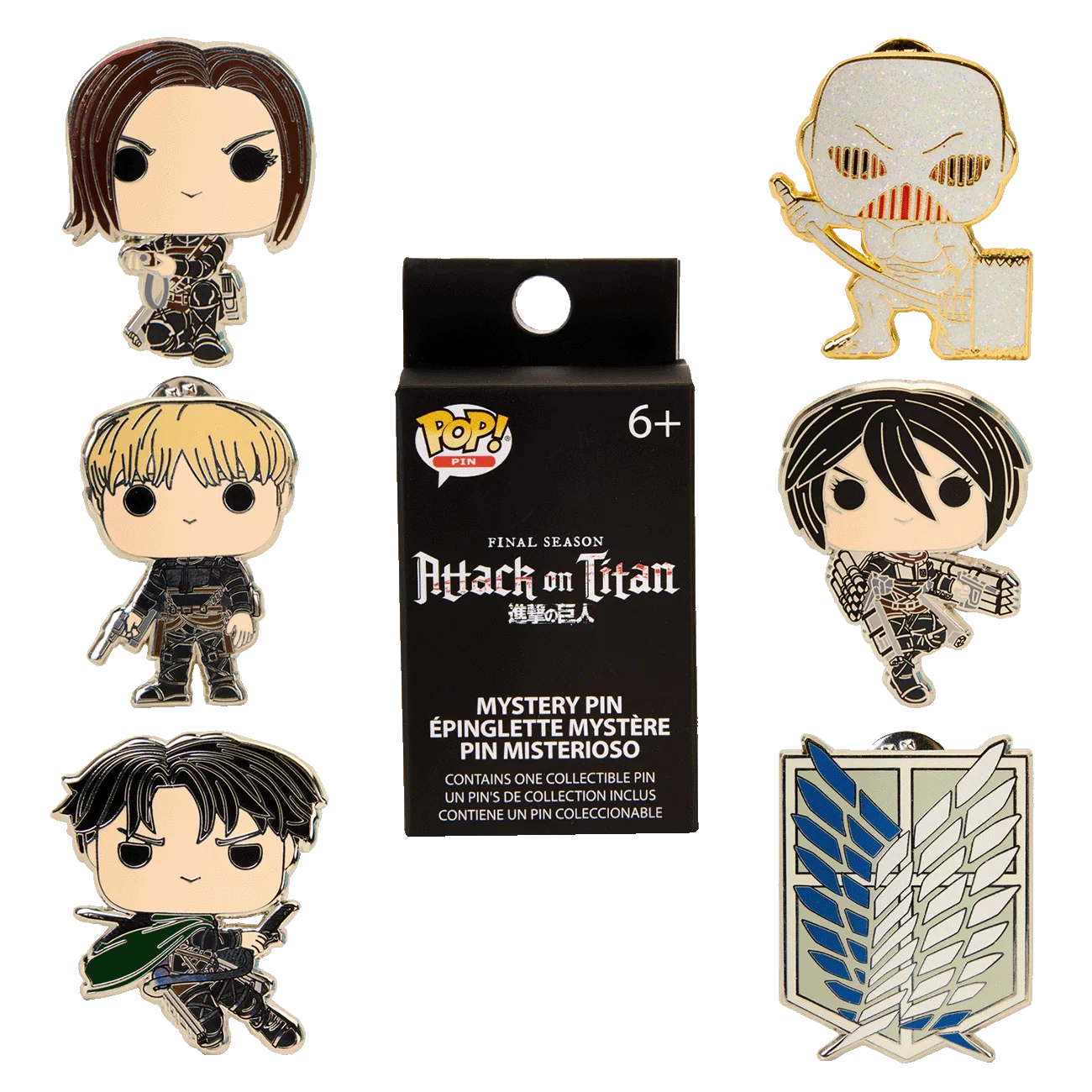 sticky Funko POP! Attack on Titan blind pin set kitűző