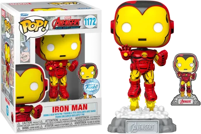 sticky Funko Pop! Marvel: Avengers Beyond Earth's Mightiest Comic - Iron Man (with Pin) figura #1172