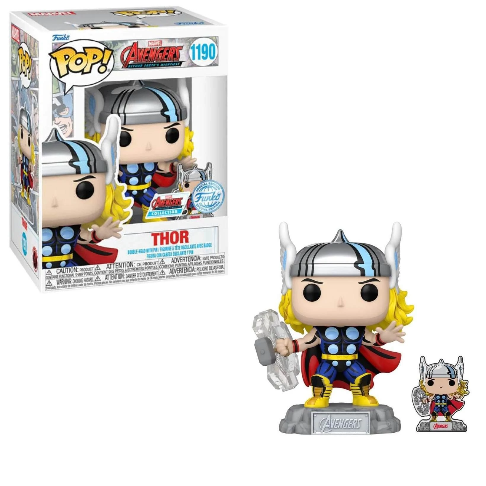 sticky Funko Pop! Marvel: Avengers Beyond Earth's Mightiest Comic - Thor (with Pin) figura #1190