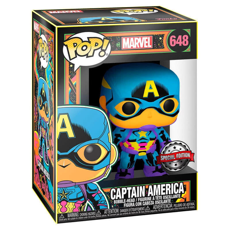 sticky Funko POP! Marvel: Black Light - Captain America figura #648