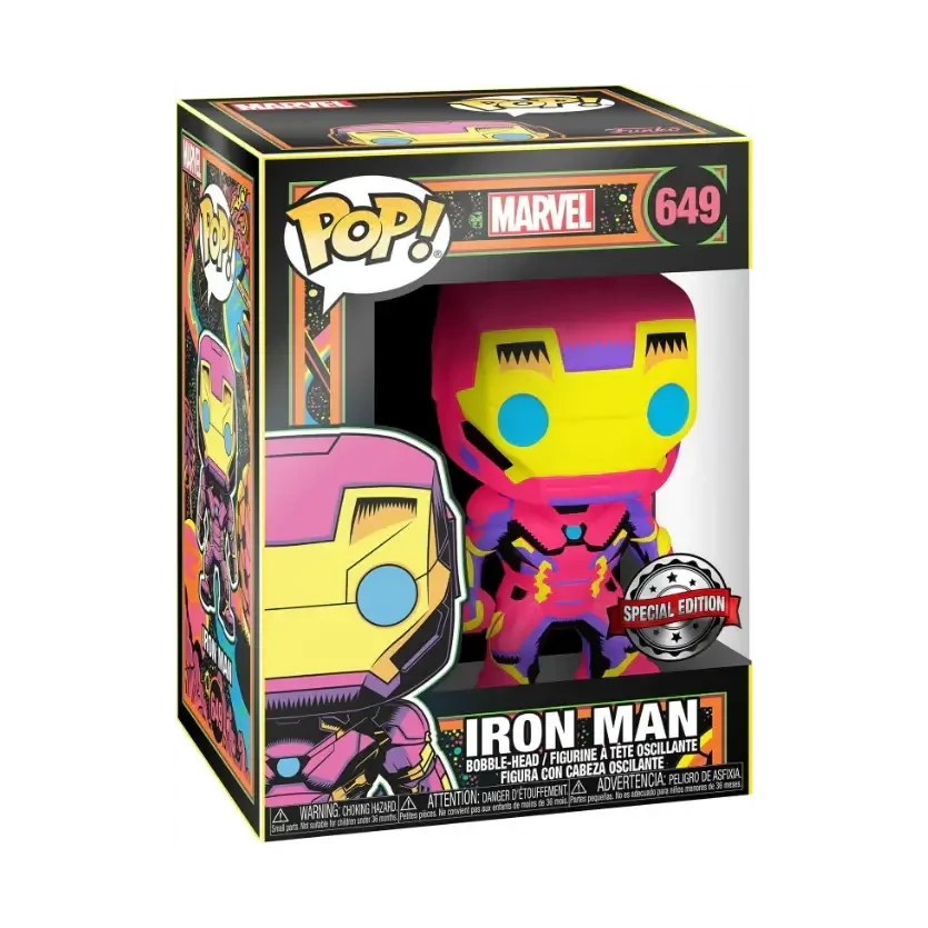 sticky Funko POP! Marvel: Black Light - Iron Man figura #649