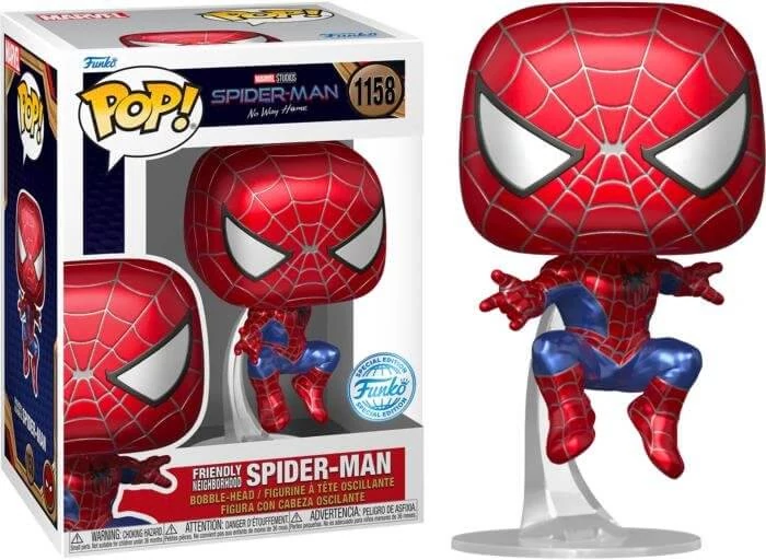 sticky Funko Pop! Marvel: Spider-Man No Way - Friendly Neighborhood Spider-Man (Leaping) (Metallic) figura #1158