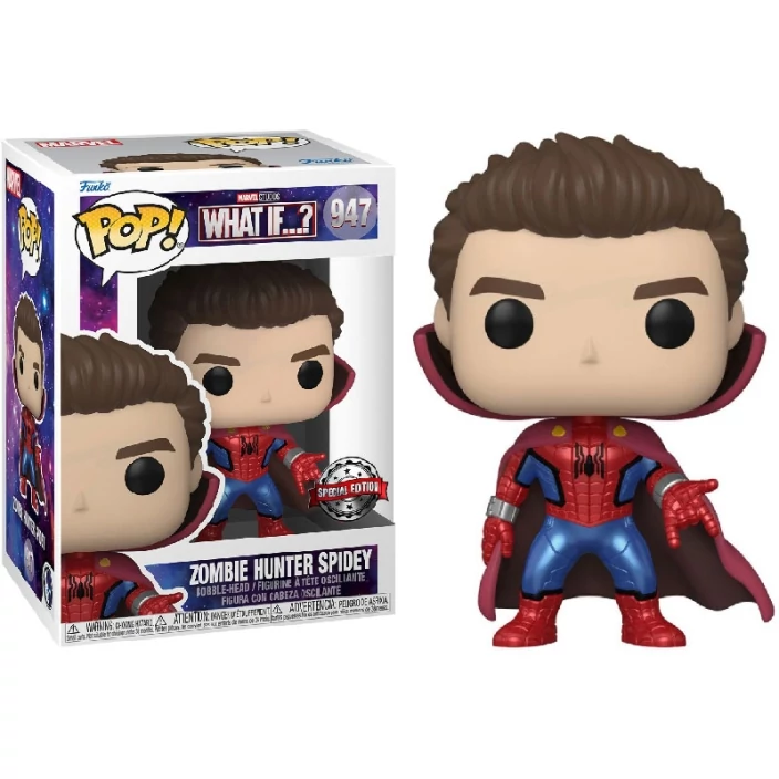 sticky Funko POP! Marvel: What If...? - Zombie Hunter Spidey (Unmasked) (Metallic) figura #947