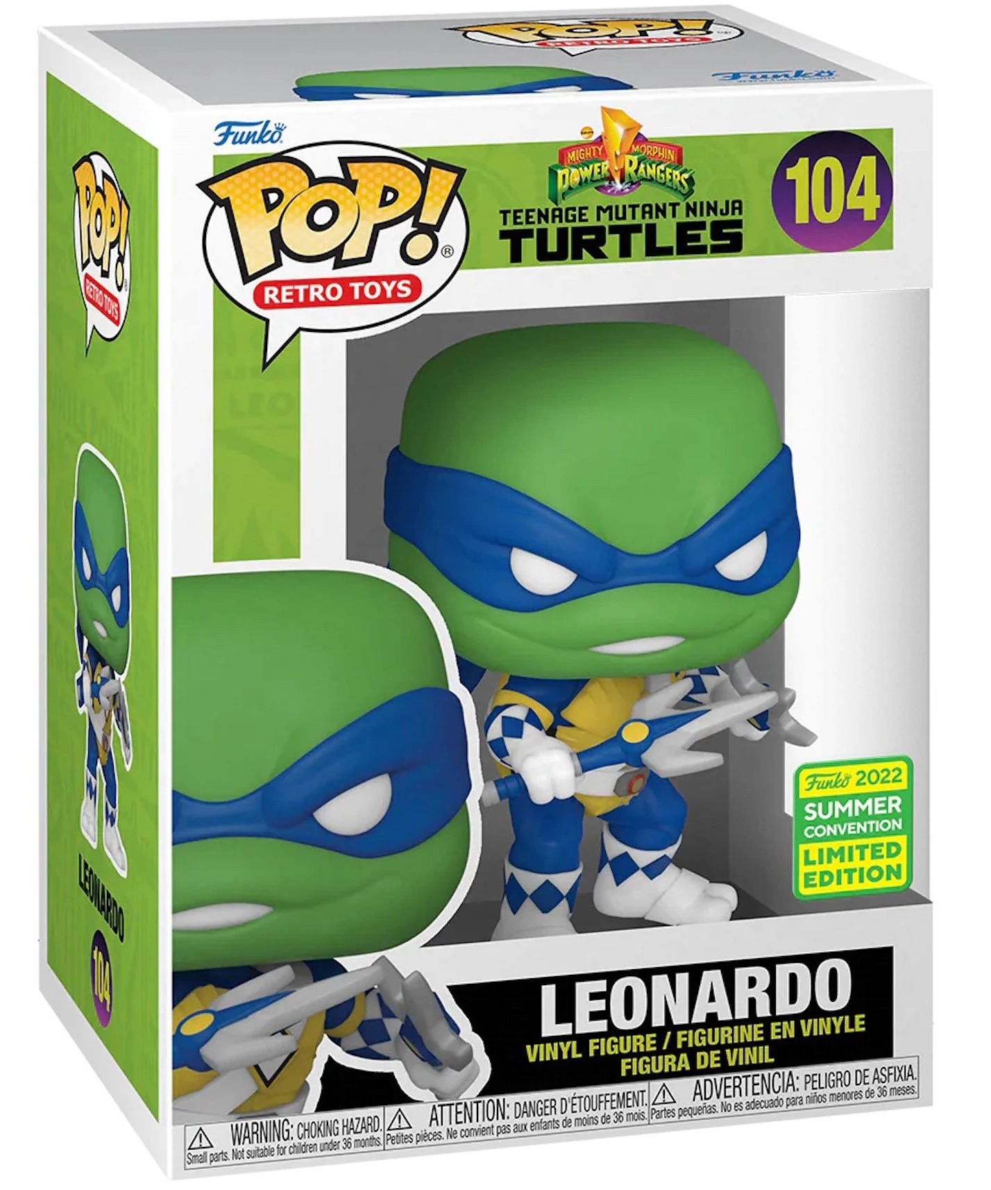 sticky Funko Pop! Retro Toys: Mighty Morphin Power Rangers + Teenage Mutant Ninja Turtles - Leonardo #104