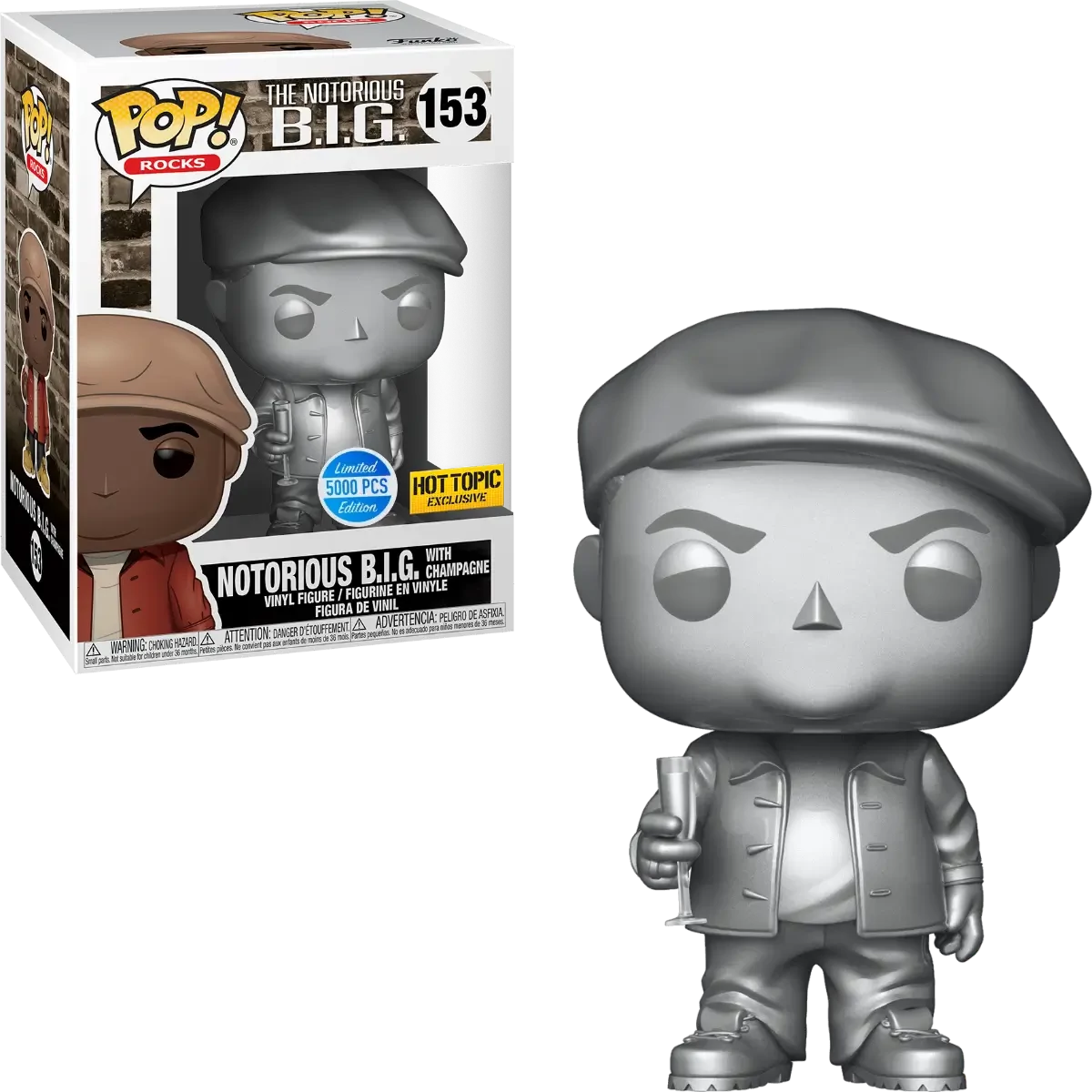 sticky Funko Pop! Rocks: Notorious B.I.G. with Champagne (Metallic) figura #153