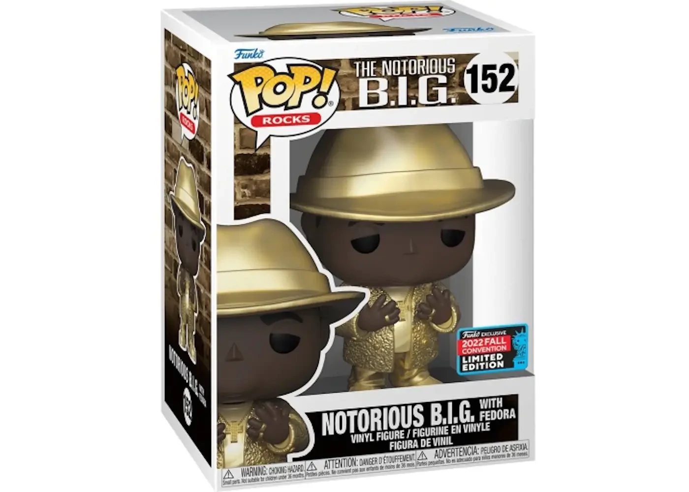 sticky Funko Pop! Rocks: The Notorious B.I.G. with Fedora (Gold) figura #152