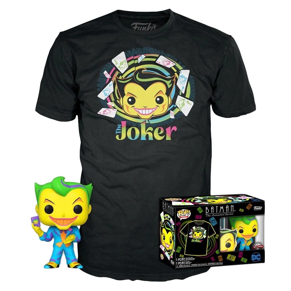 sticky Funko Pop! & Tee: DC Comics - Joker Blacklight figura és póló (L)