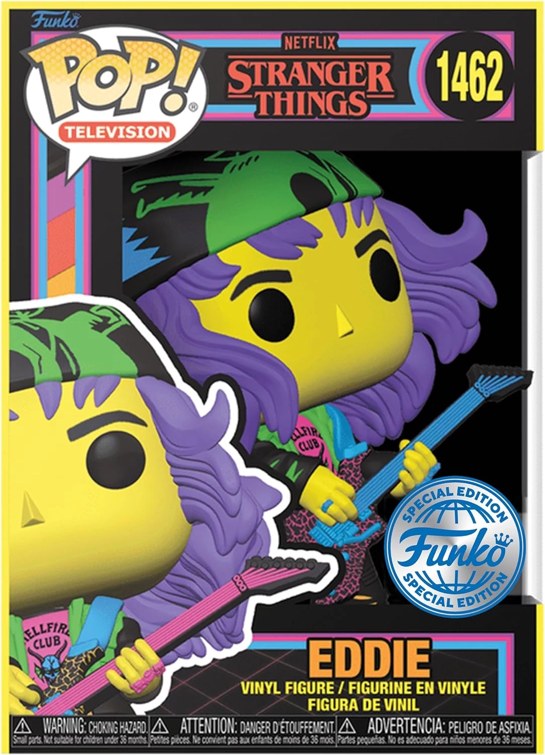 sticky Funko POP! Television: Stranger Things Season S3 - Eddie (with Guitar) (Blacklight) (SE)