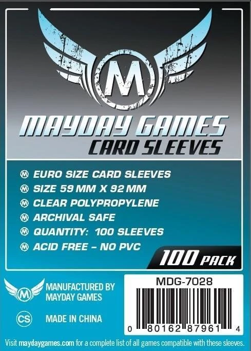 sticky Mayday Games Euro méretű kártyavédő (100 db-os szett), 59 mm x 92 mm