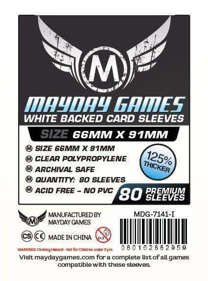 sticky Mayday Games Kártyavédő kártyajátékokhoz (80 db-os csomag) 66x91 mm (fehér hátlap)