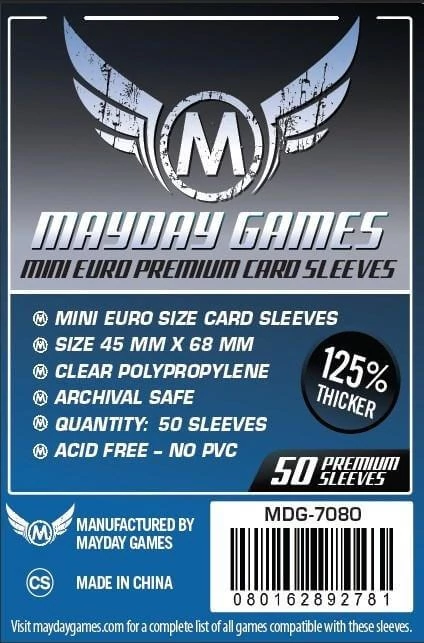 sticky Mayday Games Premium Mini Euro kártyavédő (50 db-os csomag) 45 x 68 mm