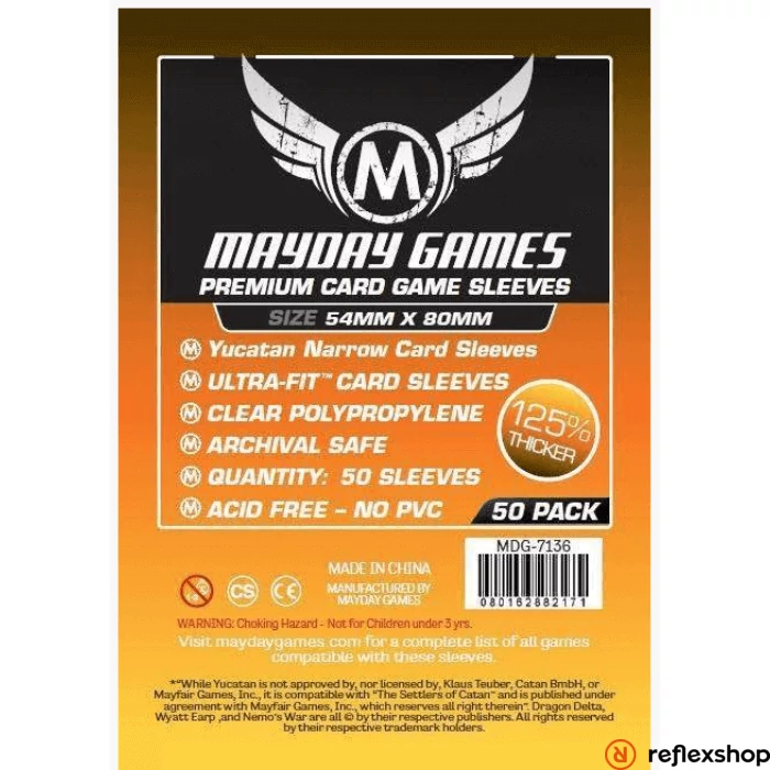 sticky Mayday Games Prémium Yucatan keskeny kártyavédő (50 db-os csomag) 54 x 80 mm